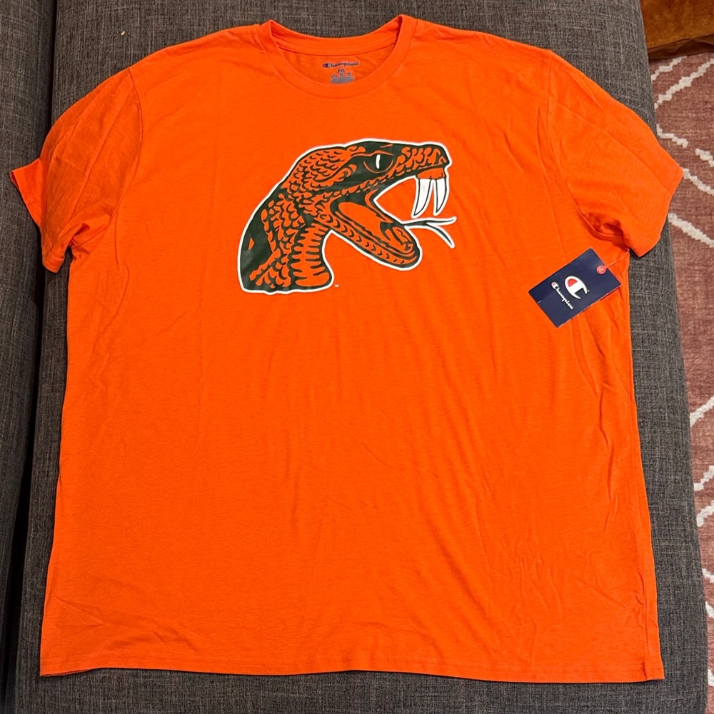 Champion Florida A&M Rattlers T-Shirt Men’s Orange Snake Logo NWT